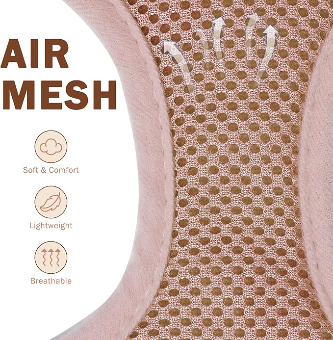 SCENEREAL No Pull Dog Harness Collar and Leash Set Small Medium Sized Dog, Soft Mesh Step in Puppy Harnesses, No Chock Plaid Adjustible Pet Vest for Outdoor Walking Training and Running, Beige XS