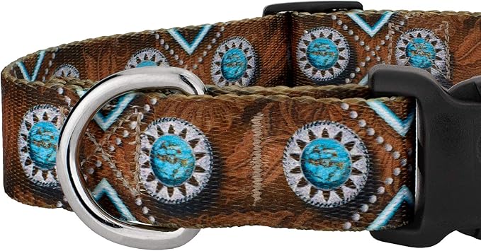 Country Brook Petz - Deluxe Saddle Up Dog Collar - Made in The U.S.A. - Country and Western Collection Featuring Rustic Designs (5/8 Inch, Small)