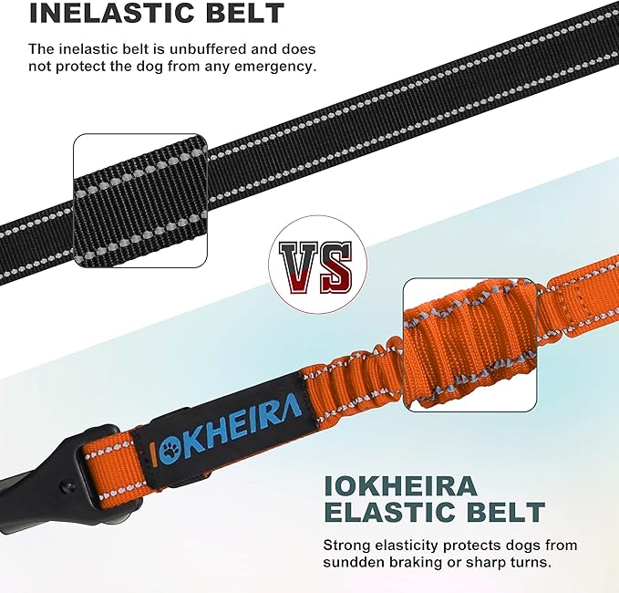 Dog Seat Belt 3-in-1 Car Harness for Dogs Adjustable Safety Seatbelt for Car Durable Nylon Reflective Bungee Fabric Tether with Clip Hook Latch & Buckle, Swivel Zinc Alloy Carabiner (Orange)