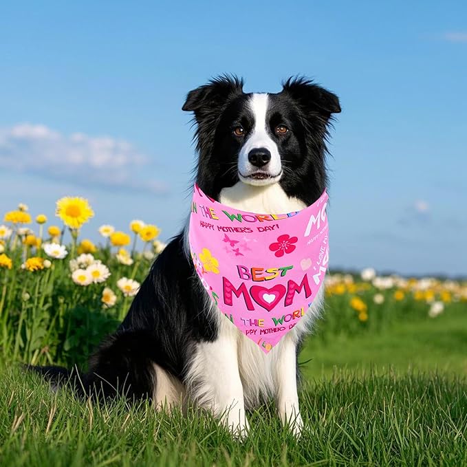 30 Pack Mothers Day Dog Bandanas Bulk for Large Dogs Breed 33 Inch Love Mom Extra Large Dog Bandanas XL Best Mom Dogs Bandana Grooming L