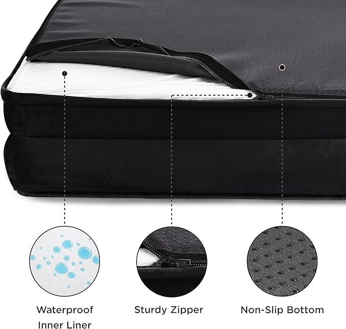 Bedsure Orthopedic Dog Bed for Extra Large Dogs - XL Plus Waterproof Dog Sofa Beds, Supportive Foam Pet Couch Bed with Removable Washable Cover, Waterproof Lining and Nonskid Bottom, Black