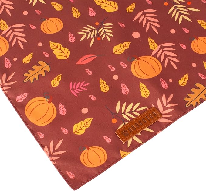 ADOGGYGO Thanksgiving Dog Bandana, Pumpkin Turkey Pet Scarf, Multi Size Offered, Fall Autumn Leaves Thanksgiving Bandanas for Extra Large Dogs Pets (X-Large)