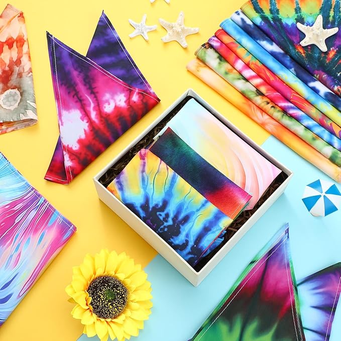 50 Pcs Dog Bandanas Bulk Pet Bibs Colorful Triangle Scarf Pet Bandanas for Medium Large Dogs Spring Summer Birthday Costume Decoration (Tie Dye)