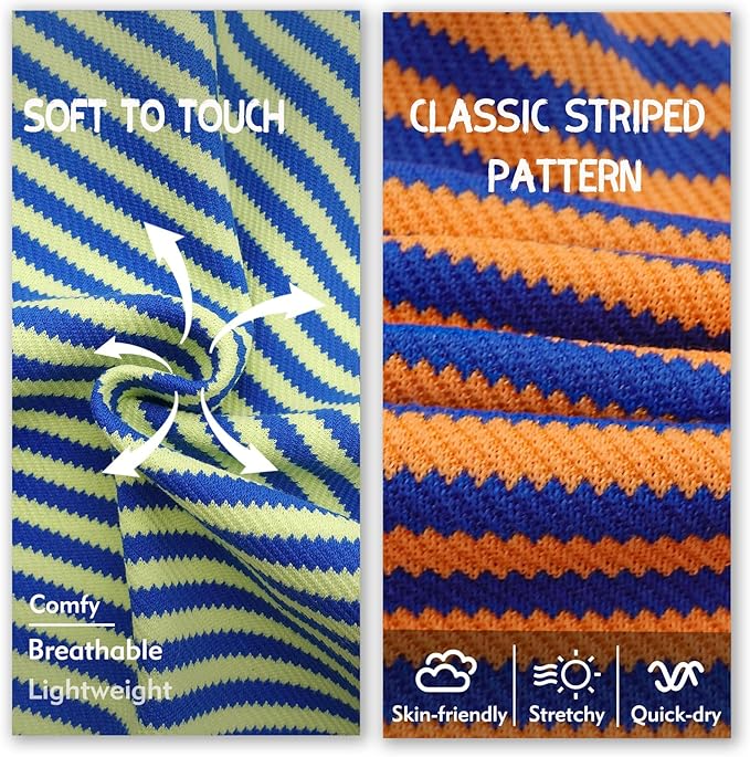 KYEESE 2Pack Dog Shirts Striped for Small Pets Soft Stretchy Puppy T-Shirts Lightweight Canine Tank Top Sleeveless Pet Vest Breathable, X-Large, Orange+Green