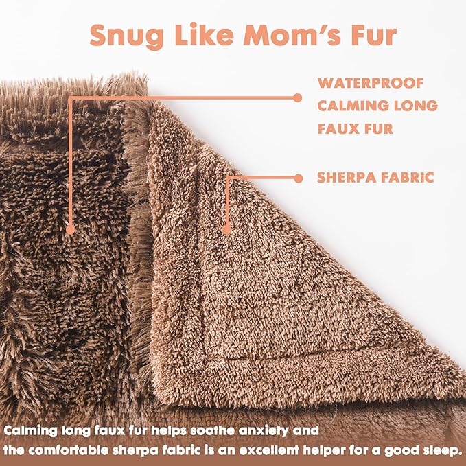 gogobunny Waterproof Dog Blanket for Large Dogs, Cats, Puppy, Reversible Faux Fur Pet Throw Blanket, Washable, Calming Furniture Protection for Sofa Bed (50x60 Inch (Pack of 1), Chocolate)