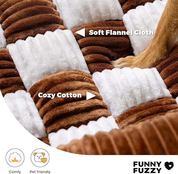 FUNNY FUZZY Pet Couch Covers for Sofa, Dog Couch Bed for Furniture Protector, Pet Bed Mat, Couch Cover for Dogs Washable with Non Slip, Medium, Brown