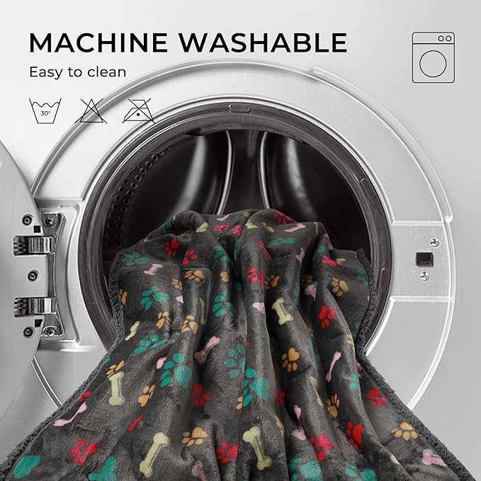 Luciphia Waterproof Pet Blankets for Couch Sofa Bed Cover Liquid Pee Proof Washable Soft Fluffy Large Dog Blanket Reversible Furniture Protection Grey Bone Thicken Small（40" x 28"）