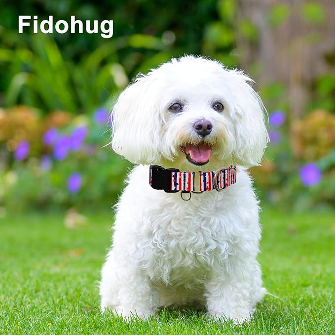 American Flag Martingale Collar 4th of July Star Holiday Dog Collar with Buckle Adjustable Pet Collars (Red Blue Patriotic Stripes, Small)