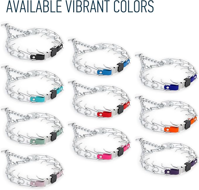 Herm Sprenger Chrome Plated Steel Dog Collar with Quick Release ClicLock Buckle and Biothane Insert Training Collar for Dogs Made in Germany (Blueberry Royal, 25in x 4.0mm(Neck Size up to21-22in))