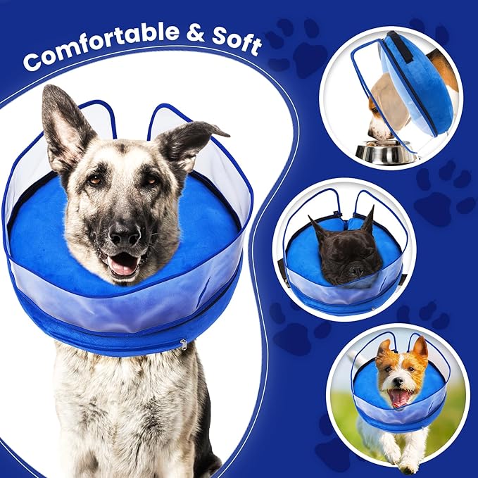 BARKLESS Dog Cone, Inflatable Dog Cone After Surgery for Small Medium Large Breeds, Soft Surgery Collar with Enhanced Anti-Licking Guard Shield for Pets, Protective Donut Collar