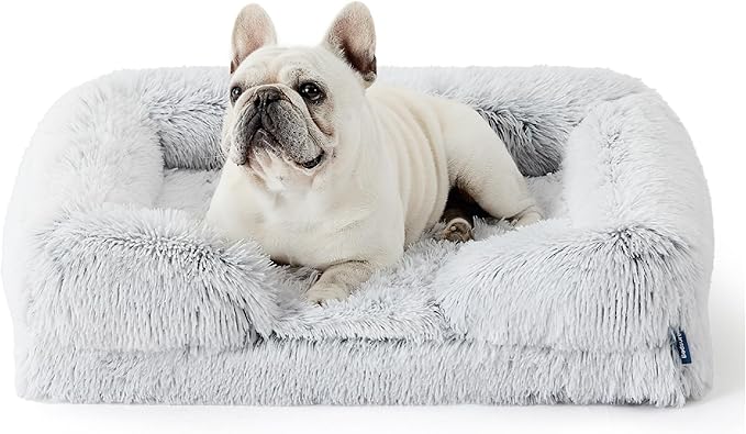 Bedsure Orthopedic Dog Bed for Medium Dogs - Calming Waterproof Dog Sofa Beds Medium, Supportive Foam Pet Couch Bed with Removable Washable Cover, Waterproof Lining and Nonskid Bottom, Misty Grey