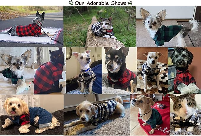 Dog Shirt Plaid Puppy Clothes for Small Medium Large Dogs Cats Boy Girl Kitten Soft Pet T-Shirt Breathable Tee Outfit Adorable Grid Apparel Halloween Thanksgiving [Blue#1; S]