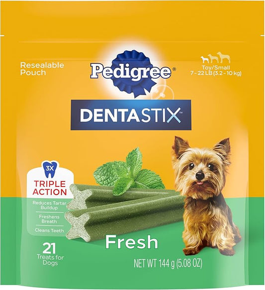 Pedigree Dentastix Dental Care Treats Toy & Small Breed Fresh Flavor, 21 Treats (Pack of 7)