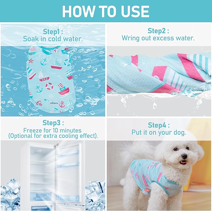 KYEESE 2 Pack Dog Cooling Shirts for Summer Breathable Instant Cooling Dog Vest Summer Pet Clothes for Hunting, Training, Camping,S