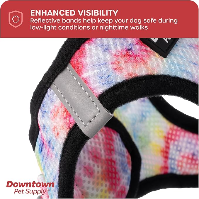 Downtown Pet Supply Step in Dog Harness for Small Dogs No Pull, Small, Tie Dye Traditional - Adjustable Harness with Padded Mesh Fabric and Reflective Trim - Buckle Strap Harness for Dogs