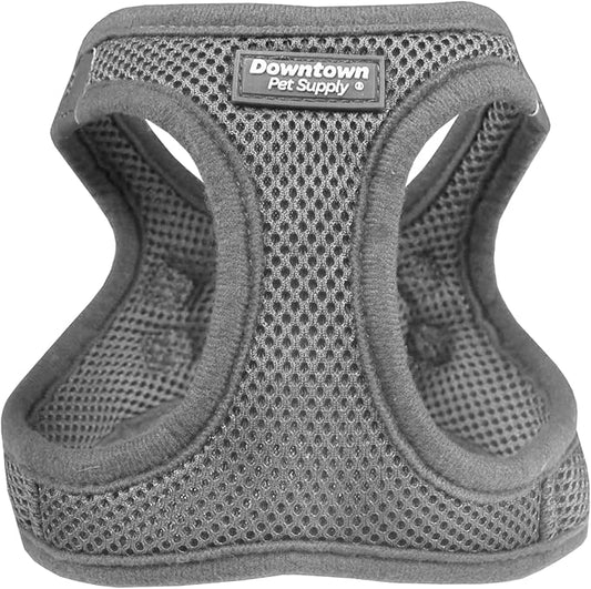 Downtown Pet Supply Step in Dog Harness for Small Dogs No Pull, Large, Light Gray - Adjustable Harness with Padded Mesh Fabric and Reflective Trim - Buckle Strap Harness for Dogs
