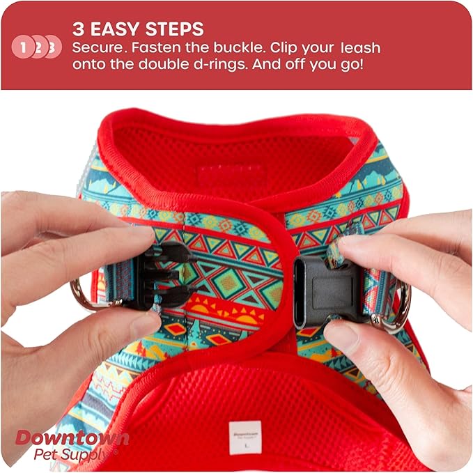Downtown Pet Supply Step in Dog Harness for Small Dogs No Pull, X-Small, Tribal - Adjustable Harness with Padded Mesh Fabric and Reflective Trim - Buckle Strap Harness for Dogs