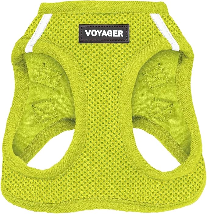 Voyager Step-in Air Dog Harness - All Weather Mesh, Reflective, No Pull Harness for Small, Medium Dogs, Cats - Secure with Hook & Loop Fastener, Buckle, Double D-Rings - Lime Green, XXXS