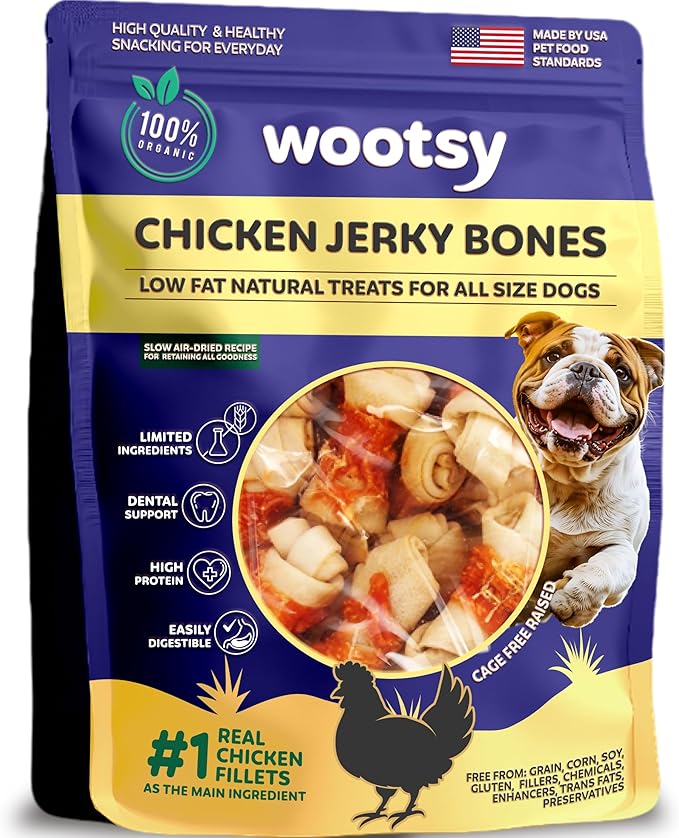 Chicken Wrapped Knotted Rawhide Bones - Dental Health Support, Long-Lasting, Grain Free Canine Treats - Low-Calorie & High-Protein Real Chicken Dog Chews, 24 oz
