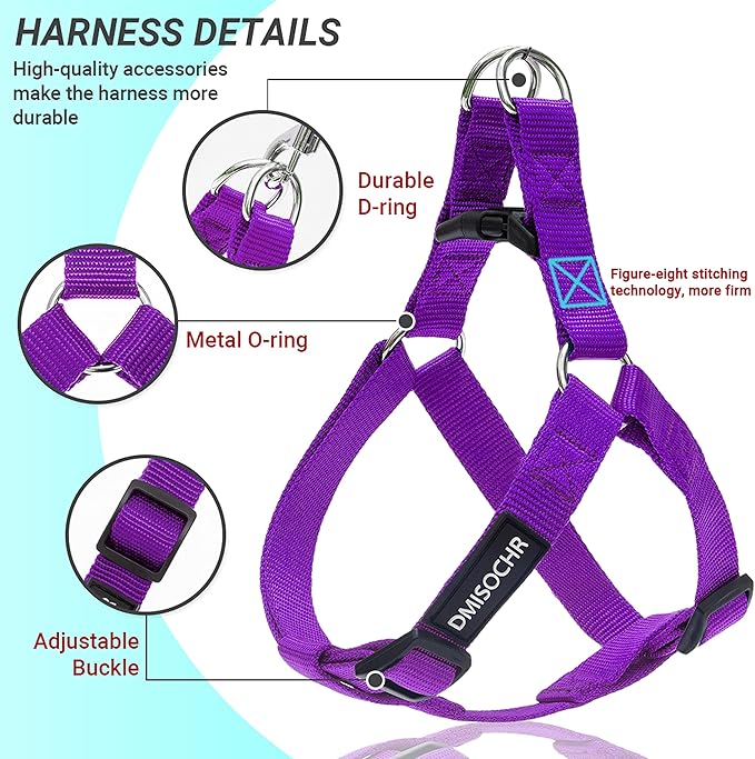 No Pull Dog Harness - Adjustable Step-in Harness & Leash Set for Small, Medium, Large Dogs - Escape Proof Soft Pet Harness for Walking, Training, Hiking, Outdoor Activities