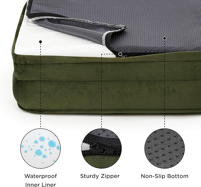 Bedsure Orthopedic Dog Beds Large Sized Dog - Washable Large Dogs Bed Waterproof, Big Comfort Pet Couch with Washable Removable Cover, Supportive Foam Pets Sofa with Nonskid Bottom, Winter Moss