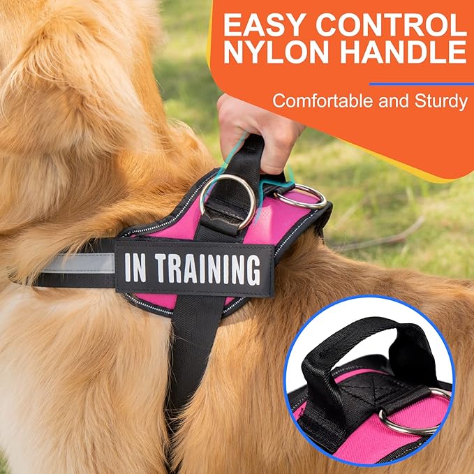 Essential Dog Harness, No Pull Pet Harness with 3 Side Rings for Leash Placement, No Choke, Reflective, Adjustable Pet Vest, Easy On-Off & Improved Control Handle, Training, Walking, Running