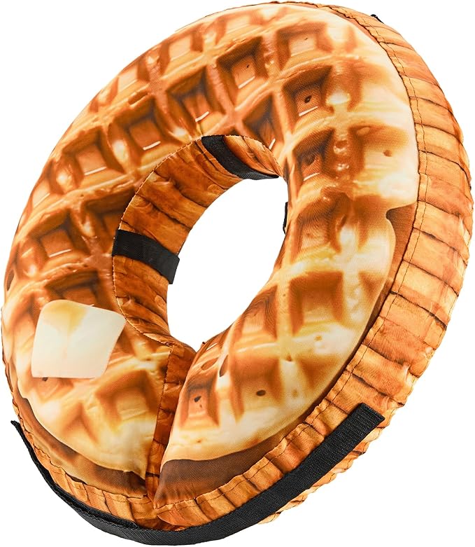 BENCMATE Protective Inflatable Collar for Dogs and Cats - Soft Pet Recovery Collar Does Not Block Vision (Small, Waffle)