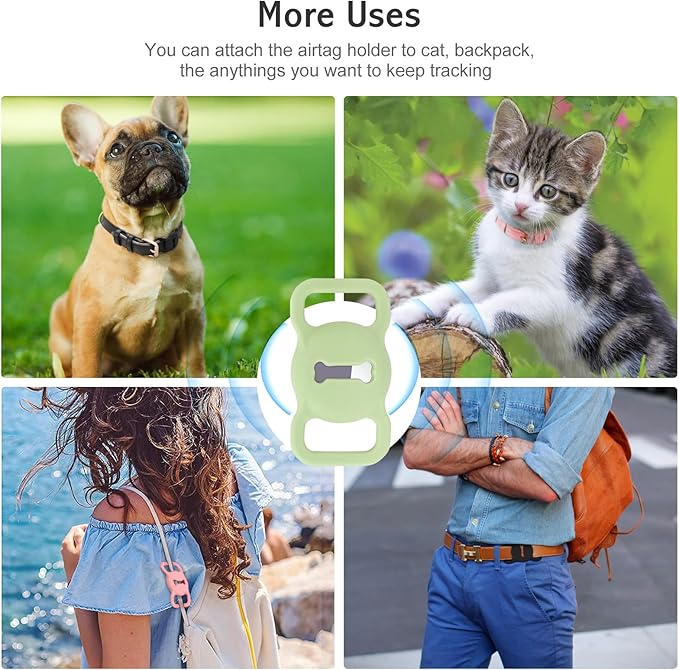 AirTag Leather Dog Collar WHIPPY Padded Apple Air Tag Dog Collar Adjustable Puppy Dog Collar with AirTag Holder Case for Small Medium Large Dog Pet,Green,XS