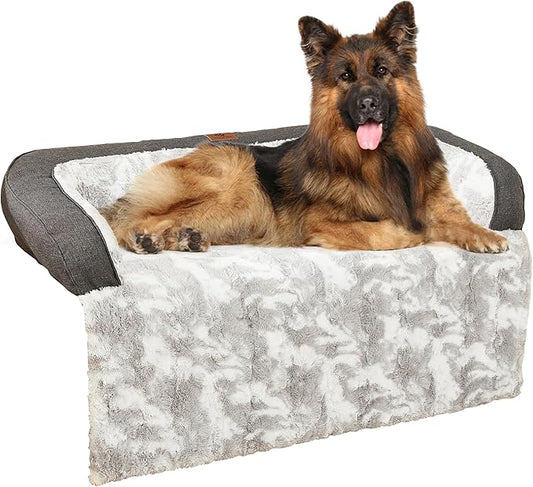 Dog Couch Bed for Large Dogs Cats Fluffy Calming Dog Bed Mat Washable Pet Couch Covers Protector for Sofa Removable Pet Sofa Beds for Bedroom with Anti-Slip Waterproof Back 45x37 Inch XL Size (Grey)