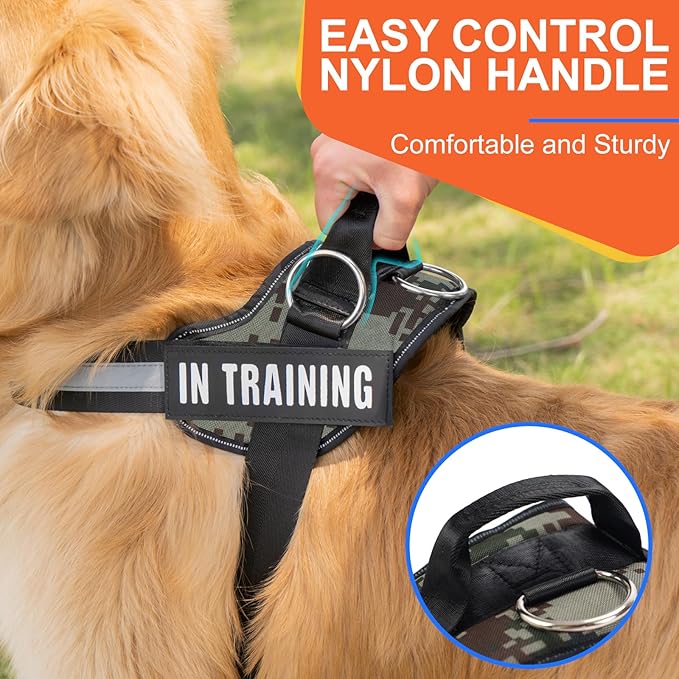 Essential Dog Harness, No Pull Pet Harness with 3 Side Rings for Leash Placement, No Choke, Reflective, Adjustable Pet Vest, Easy On-Off & Improved Control Handle, Training, Walking, Running