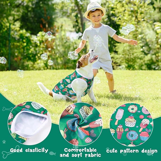 Saintrygo 10 Pcs Lovely Puppy Shirts Print Dog Clothes Breathable Pet Cartoon Dog Shirt Clothes Sweatshirt for Puppy Cat(Large)