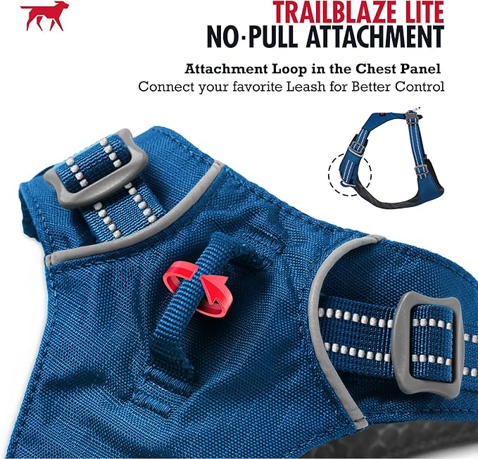 Tuff Pupper Lightweight Dog Harness for Walking | Front & Back Leash Clips | 4-Way Adjustable Fit | Reflective Trim | Easy On/Off Buckles | Lightweight & Breathable | No Pull Design (XS, Blue)