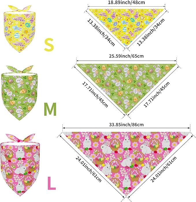 10PCS Easter Dog Bandanas for Small XS Dogs Doggy Puppy Cats Triangle Bibs Scarves Boys and Girls Grooming Accessories