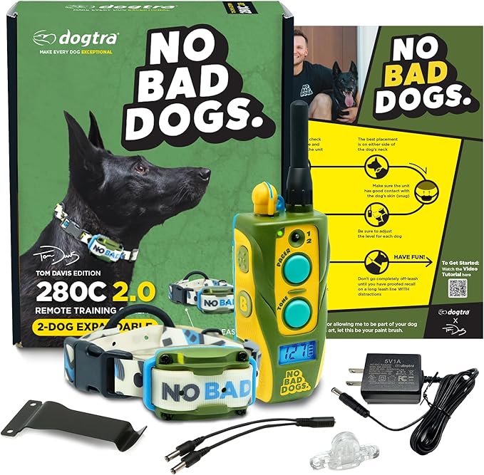 Dogtra E-Collar Tom Davis 280C 2.0 [2025 Edition], Boost & Lock, Waterproof, 1/2-Mile Range Dog Training Collar with Remote, Rechargeable, 127 Levels, Vibration, Bungee, No Bad Dogs Trainer