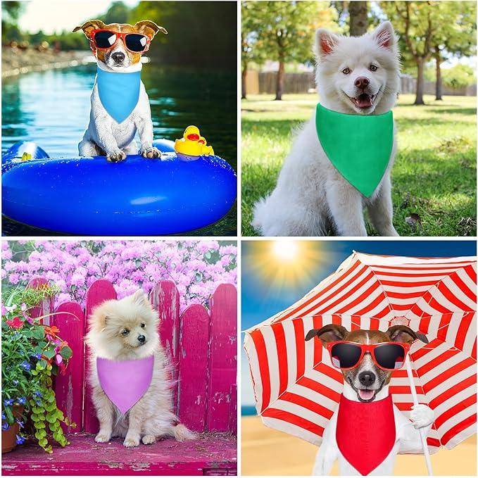 Saintrygo 20 Pcs Plain Dog Bandanas Bulk for Puppy Sublimation Washable Triangle Dog Bib Heat Transfer Adjustable Bandana for Small Medium Large Pets(25 x 17 x 17 Inches)