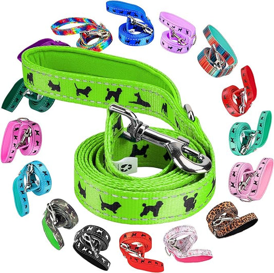 EcoBark Dog Leash - Soft & Reflective Comfort Training Leashes with Padded Handle - Strong Durable Heavy Duty - Training and Pulling for Small, Medium or Large Dogs (Green)