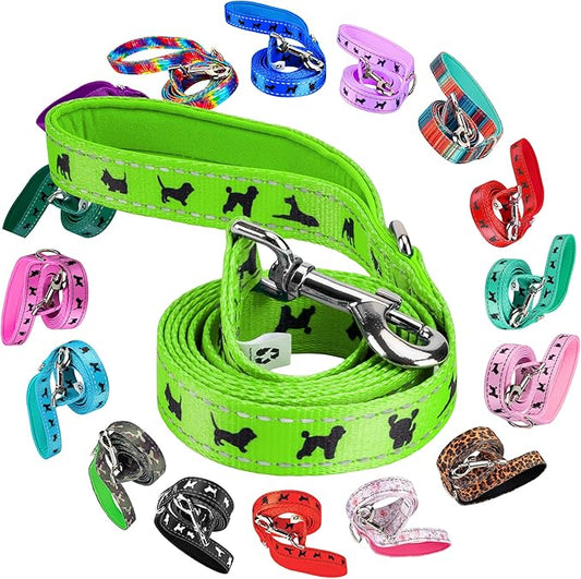 EcoBark Dog Leash - Soft & Reflective Comfort Training Leashes with Padded Handle - Strong Durable Heavy Duty - Training and Pulling for Small, Medium or Large Dogs (Green)