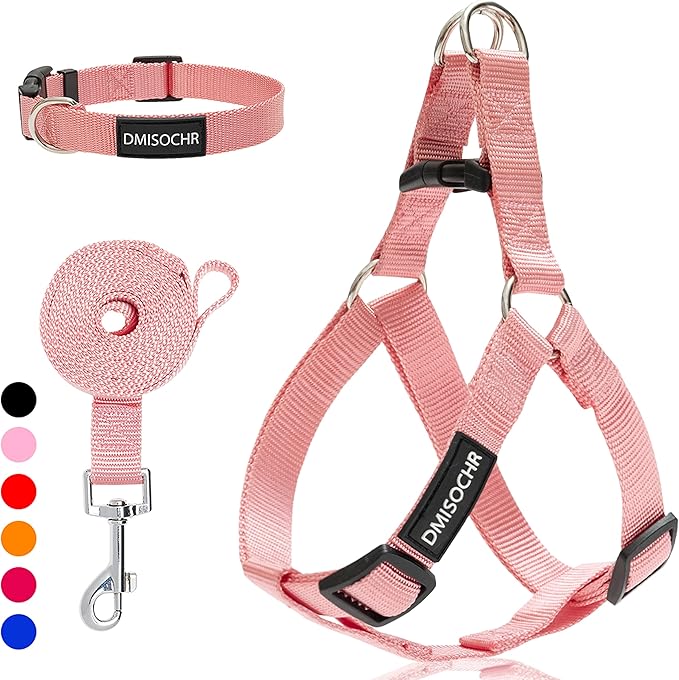 No Pull Dog Harness - Adjustable Step-in Harness & Leash Set for Small, Medium, Large Dogs - Escape Proof Soft Pet Harness for Walking, Training, Hiking, Outdoor Activities