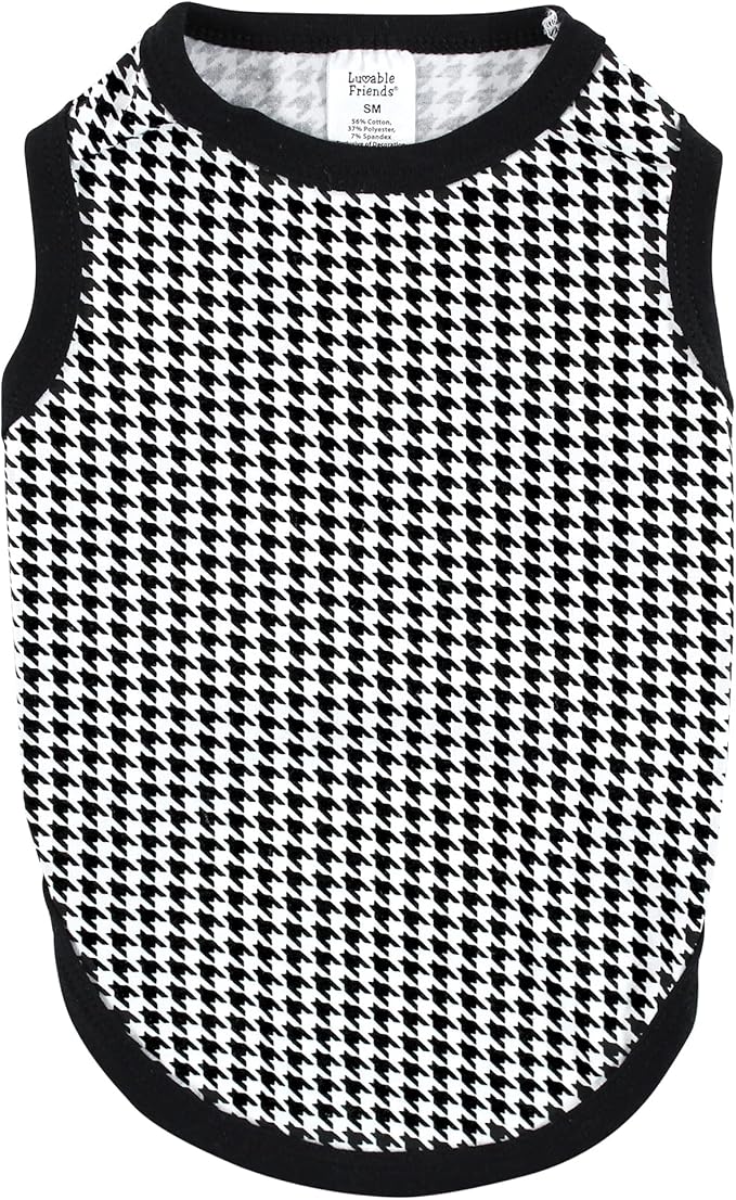 Luvable Friends Dog Pet Dog and Cats Cotton T-Shirts 2pk, Burgundy Floral Houndstooth, Large