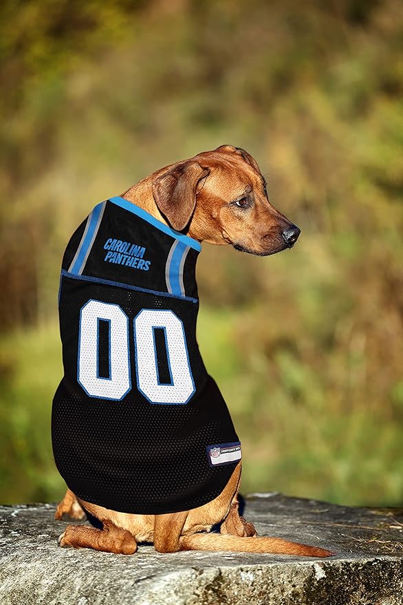 Pets First NFL Carolina Panthers Dog Jersey, Size Medium. Best Football Jersey Costume for Dogs & Cats. Licensed Jersey Shirt