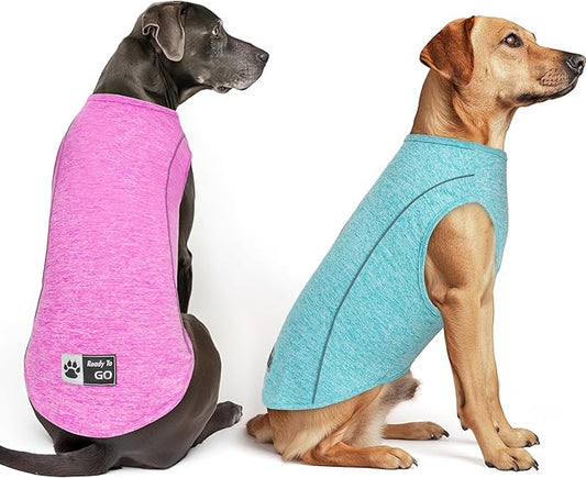 KYEESE 2Pack Dog Shirt for Medium Large Dog Breathable Stretchy T Shirt Breathable Stretchy Sleeveless Dog Vest,Lake Blue+Rose Red,3XL
