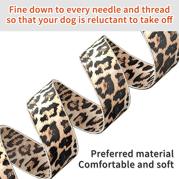 Cute Floral Dog Collar for Small Medium Large Dogs,Girl Female Dog Collars Soft Patterns Adjustable Pet Collar with Quick Release Safety Buckle for Puppy Breed Boy Dogs,Leopard,L