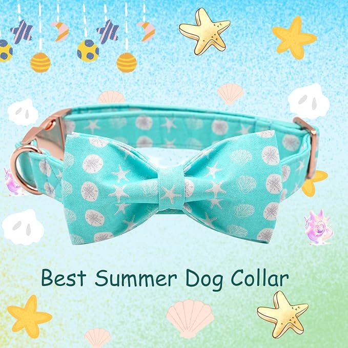Elegant Little Tail Dog Collar with Bow, Summer Cute Bowtie Collar for Small to Large Dogs