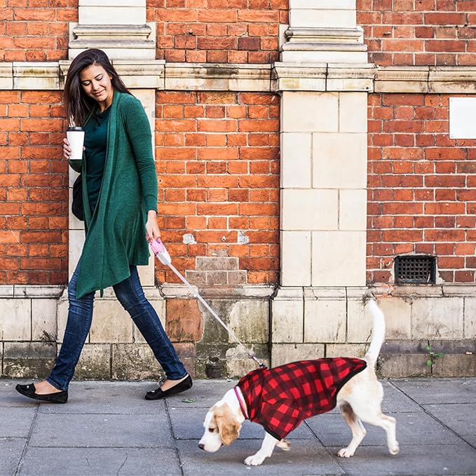 Plaid Dog Sweaters Hoodies Sweatshirts for Dogs Cats, Warm and Soft Cold Weater Coats for Christmas (Red, X-Large)