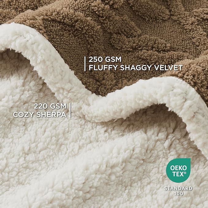 Bedsure Waterproof Dog Blankets for Large Dogs - Pet Blanket for Bed Protector Washable, Premium Jacquard Coral Fleece Cat Throw Blanket, Soft Plush Reversible Furniture Protection,60"x80" Taupe