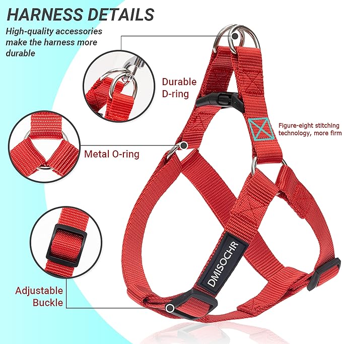 No Pull Dog Harness - Adjustable Step-in Harness & Leash Set for Small, Medium, Large Dogs - Escape Proof Soft Pet Harness for Walking, Training, Hiking, Outdoor Activities