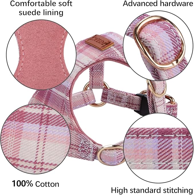 CHEDE No Pull Plain Pattern Dog Harness- Lightweight and Soft Dog Harness, Adjustable Small Dog Harness and Leash Set, with Dog Leash, Suitable for Puppy Small and Medium-Sized Dog