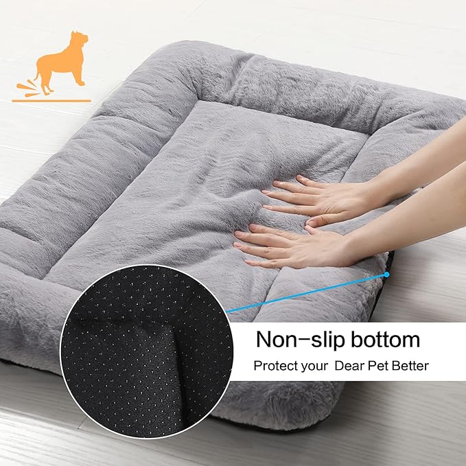 Ultra Soft Dog Bed & Kennel Pad for Medium Dogs - Fit Metal Crates, Washable & Anti-Slip, Cozy Sleeping Mat, Gray, 30"