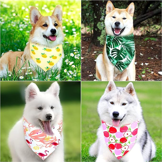 Frienda 20 Pcs Summer Spring Dog Bandanas Hawaiian Style Washable Triangle Pet Bibs Assortment Puppy Kerchief Accessories for Small Medium Pets Dogs Cats(X-Large)