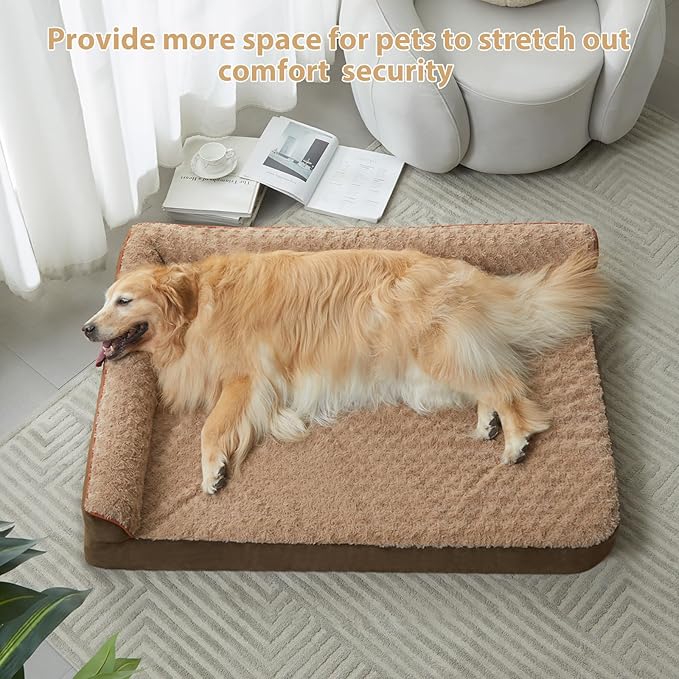 BFPETHOME Orthopedic Dog Bed for Extra Large Dogs-Big Waterproof Sofa Dog Bed with Removable Washable Cover, Large Pet Bed with Waterproof Lining and Nonskid Bottom,Pet Bed for Large Dogs, Grey
